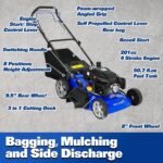 BILT HARD 21" Self Propelled Gas Lawn Mower – 201cc 4-Cycle OHV, 3-in-1 Bagging/Mulching/Side Discharge, 8 Adjustable Cutting Heights & Smooth Easy Start