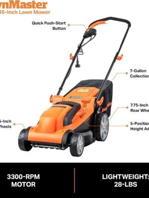 Lawn Master MEB1114K Electric Corded Lawn Mower 15-Inch 11AMP
