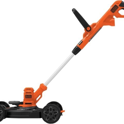 BLACK+DECKER Electric Lawn Mower, Weed Eater and Edger 3-in-1 Combo, Corded 12-Inch 6.5 Amp Electric Weed Wacker and Compact Push Mower (BESTA512CM)