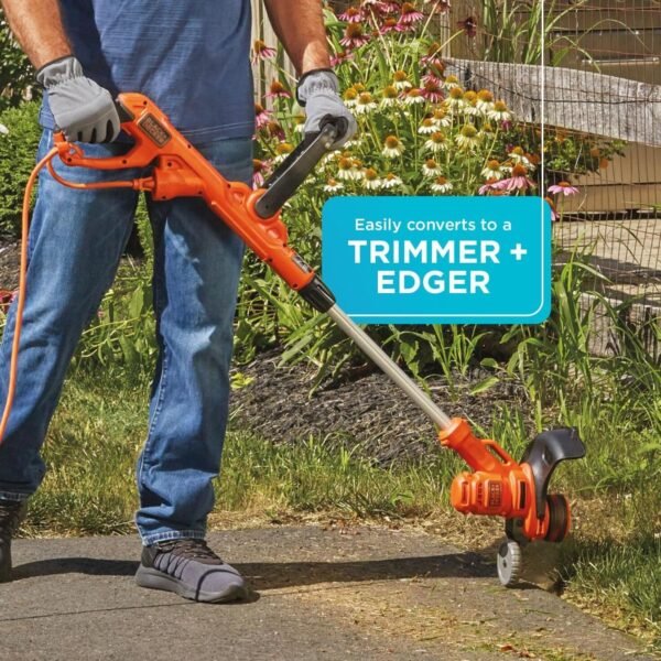 BLACK+DECKER Electric Lawn Mower, Weed Eater and Edger 3-in-1 Combo, Corded 12-Inch 6.5 Amp Electric Weed Wacker and Compact Push Mower (BESTA512CM)