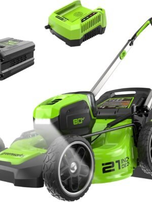 Greenworks 80V 21in Push Lawn Mower, 4.0 Ah Battery and Charger