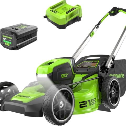 Greenworks 80V 21in Push Lawn Mower, 4.0 Ah Battery and Charger