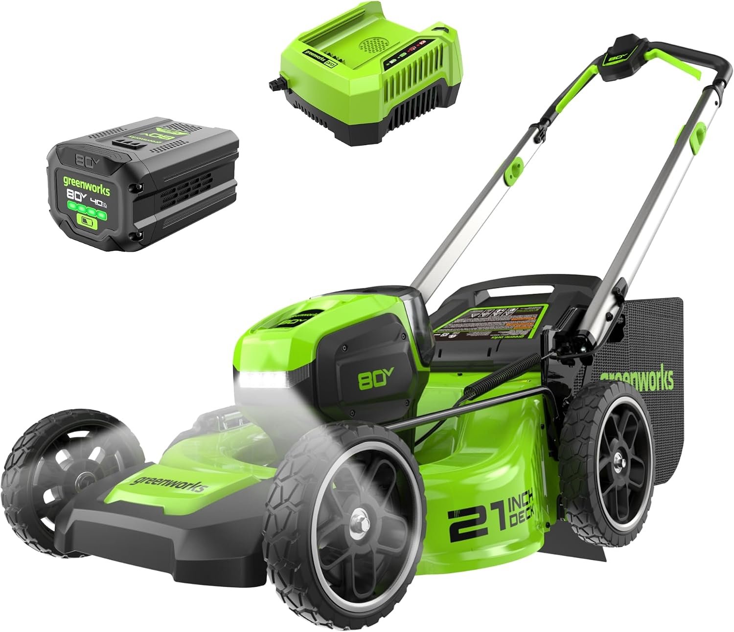 Greenworks 80V 21in Push Lawn Mower, 4.0 Ah Battery and Charger