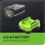 Greenworks 80V 21in Push Lawn Mower, 4.0 Ah Battery and Charger