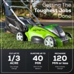 Greenworks 40V 16in Push Lawn Mower, 4.0 Ah Battery and Charger